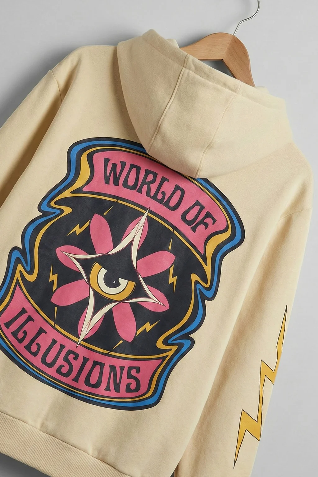 Beige Fantasy: Stylish Men's Illusions Regular Fit Hoodie - Image 3