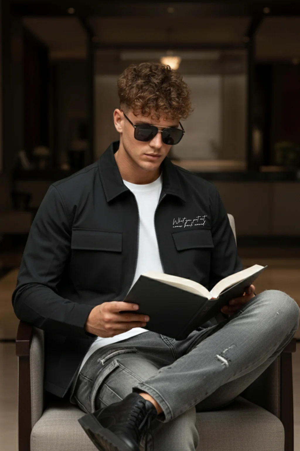 Dark Grey 4-Pocket Regular Fit Nylon Exclusive Shacket - Image 3