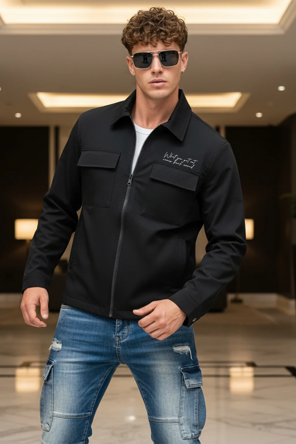 Dark Grey 4-Pocket Regular Fit Nylon Exclusive Shacket - Image 7