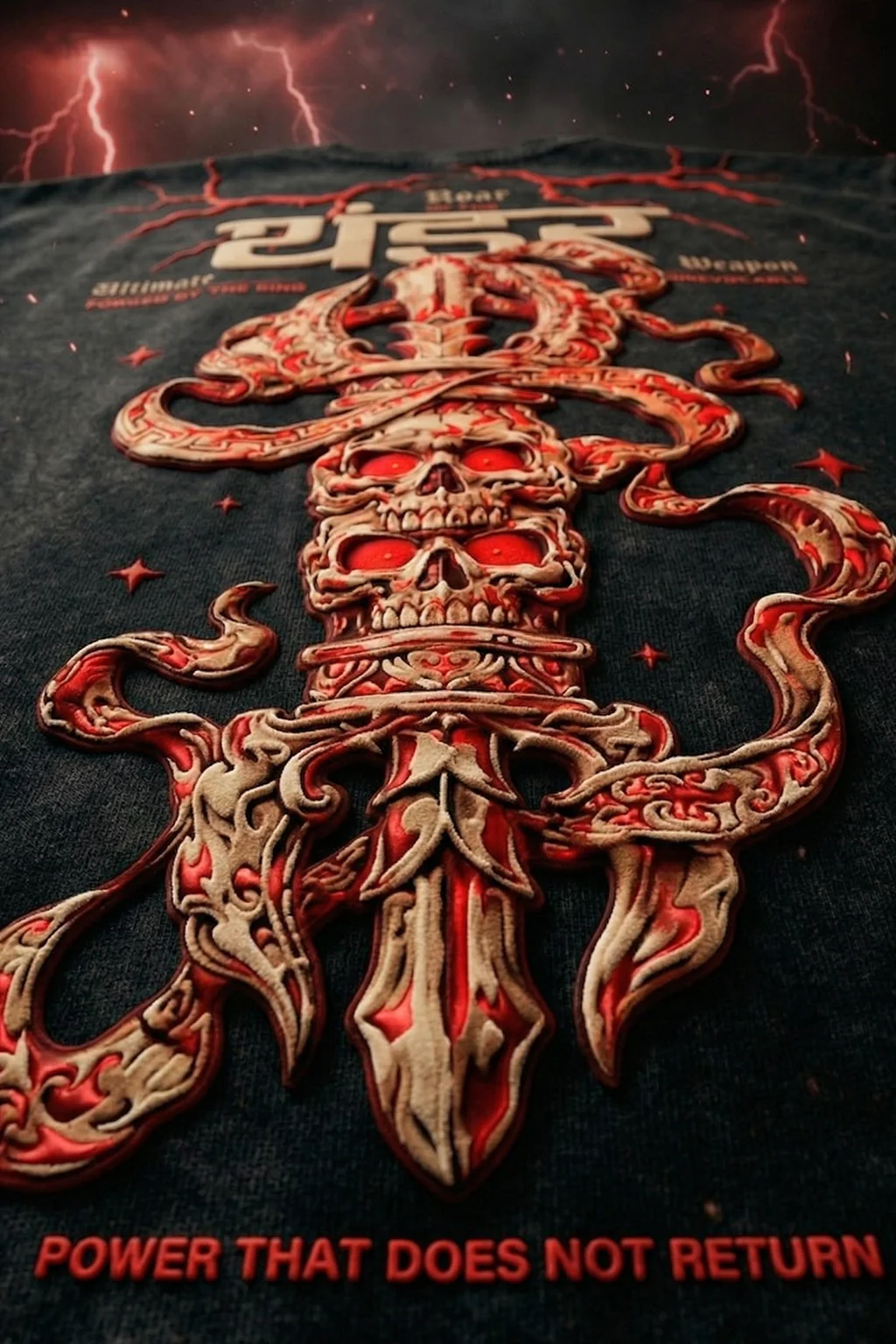 थंडर Black Acid Washed Puff Printed Exclusive T-shirt Epic Collection - Image 6