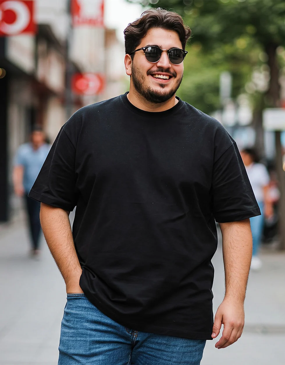 Black Plain Plus Size T-shirt - Image 4