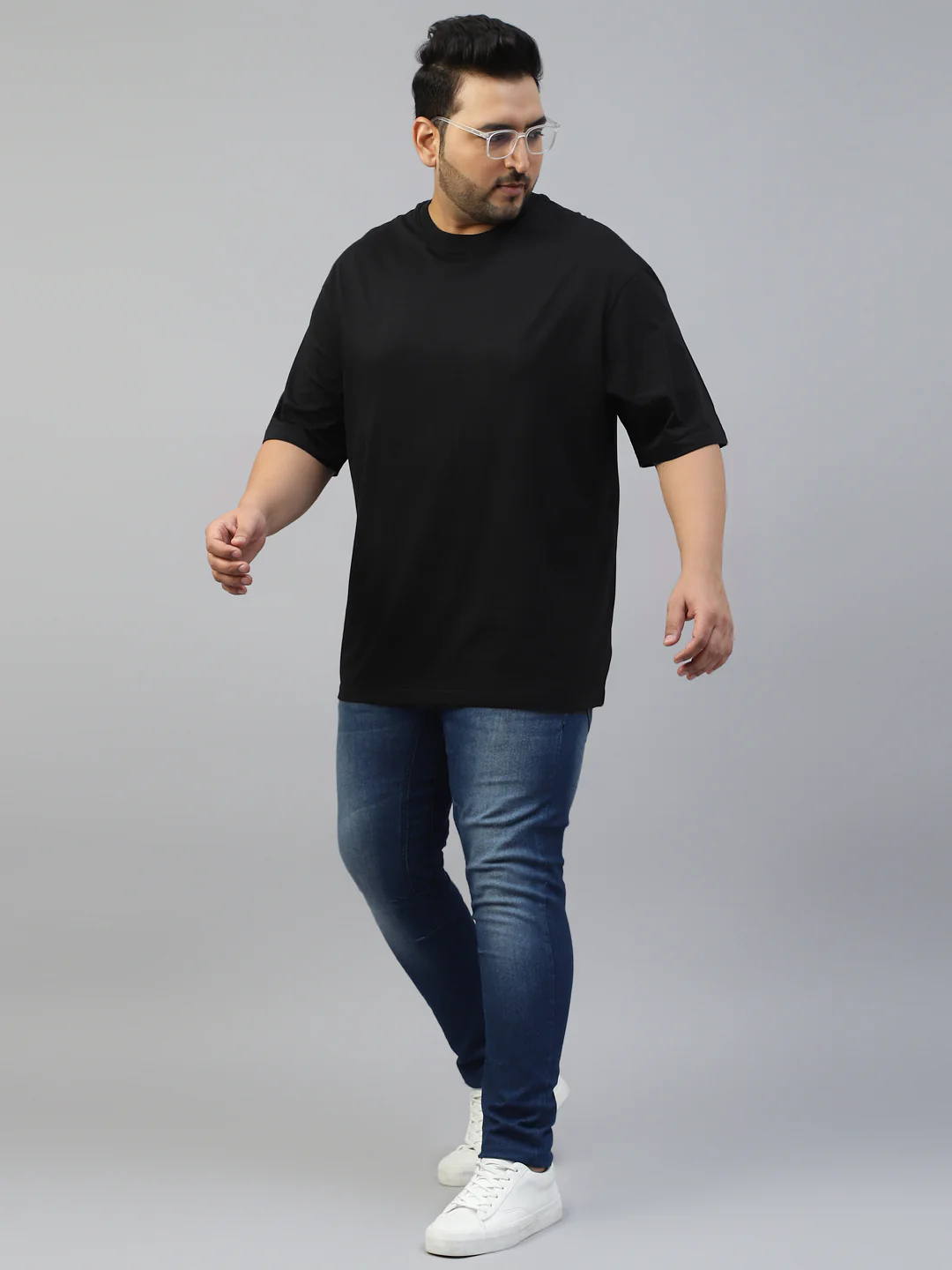 Black Plain Plus Size T-shirt - Image 5