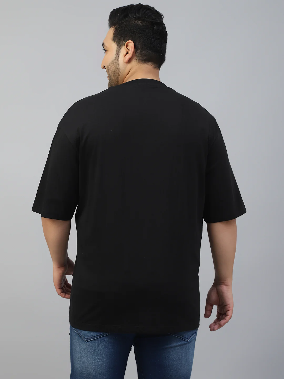 Black Plain Plus Size T-shirt - Image 6