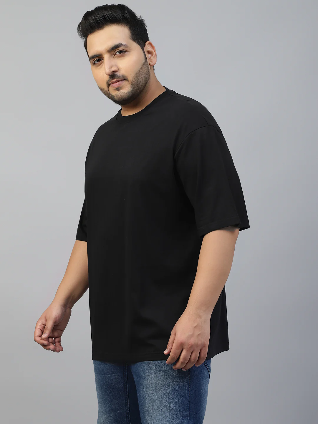 Black Plain Plus Size T-shirt - Image 7