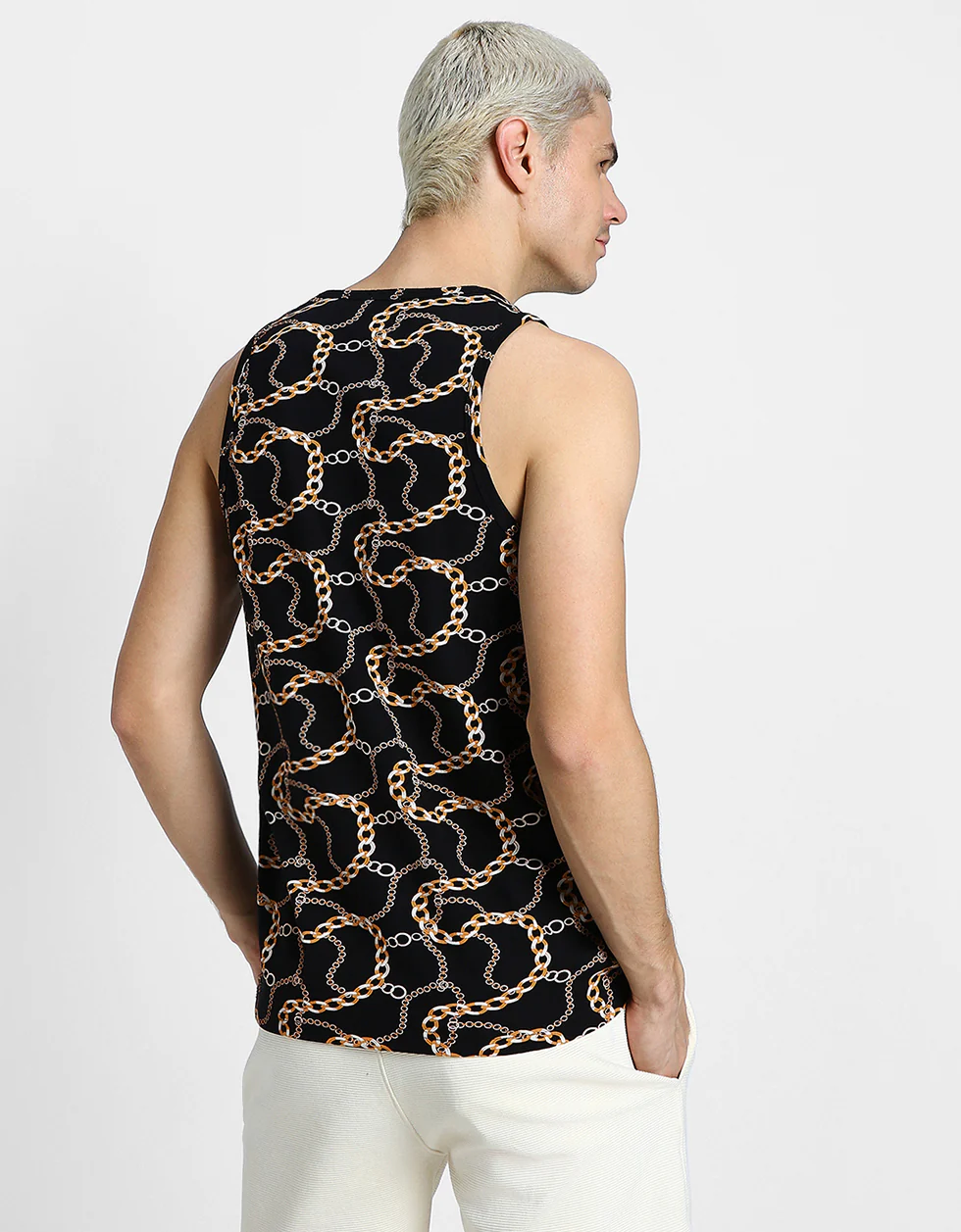 Black Chain Printed Gym Vest - Image 3