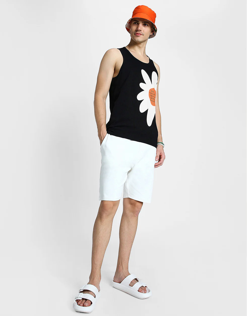 Black Flower Printed Gym Vest - Image 2