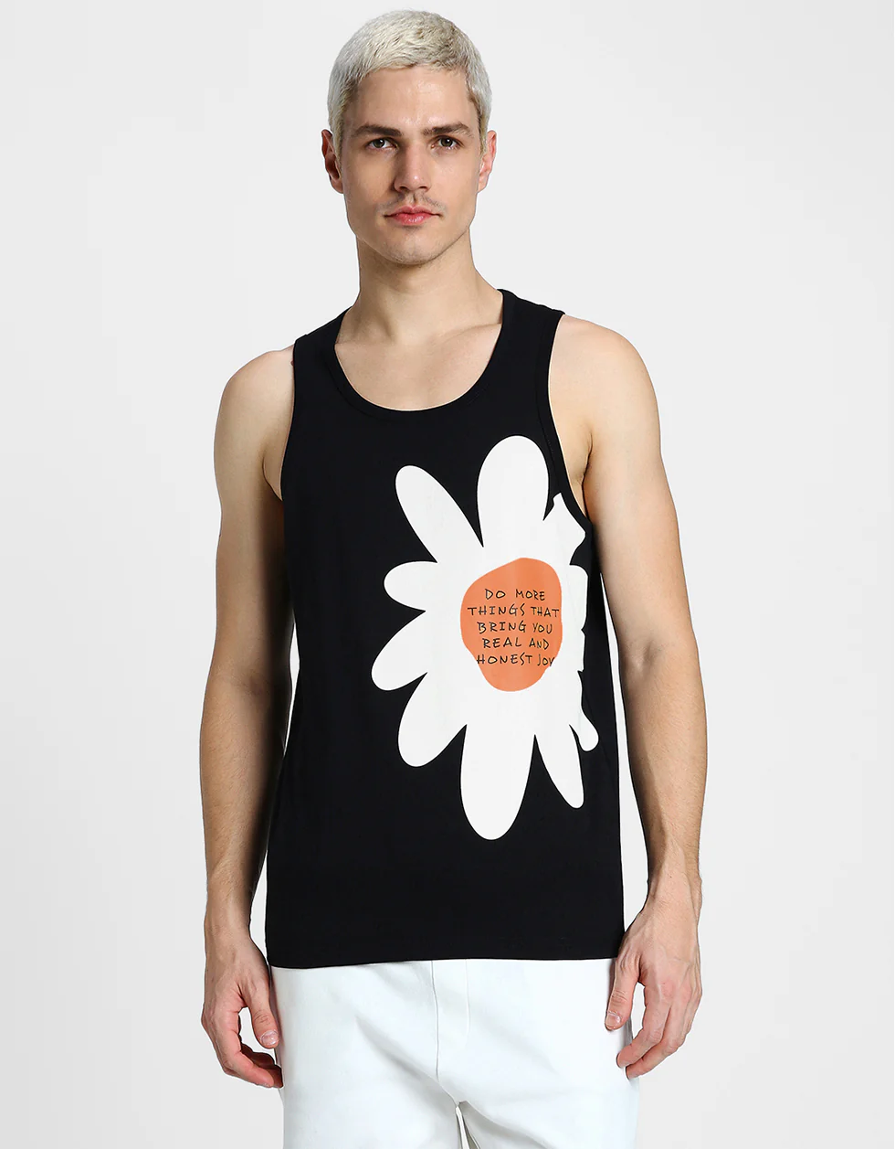 Black Flower Printed Gym Vest - Image 6