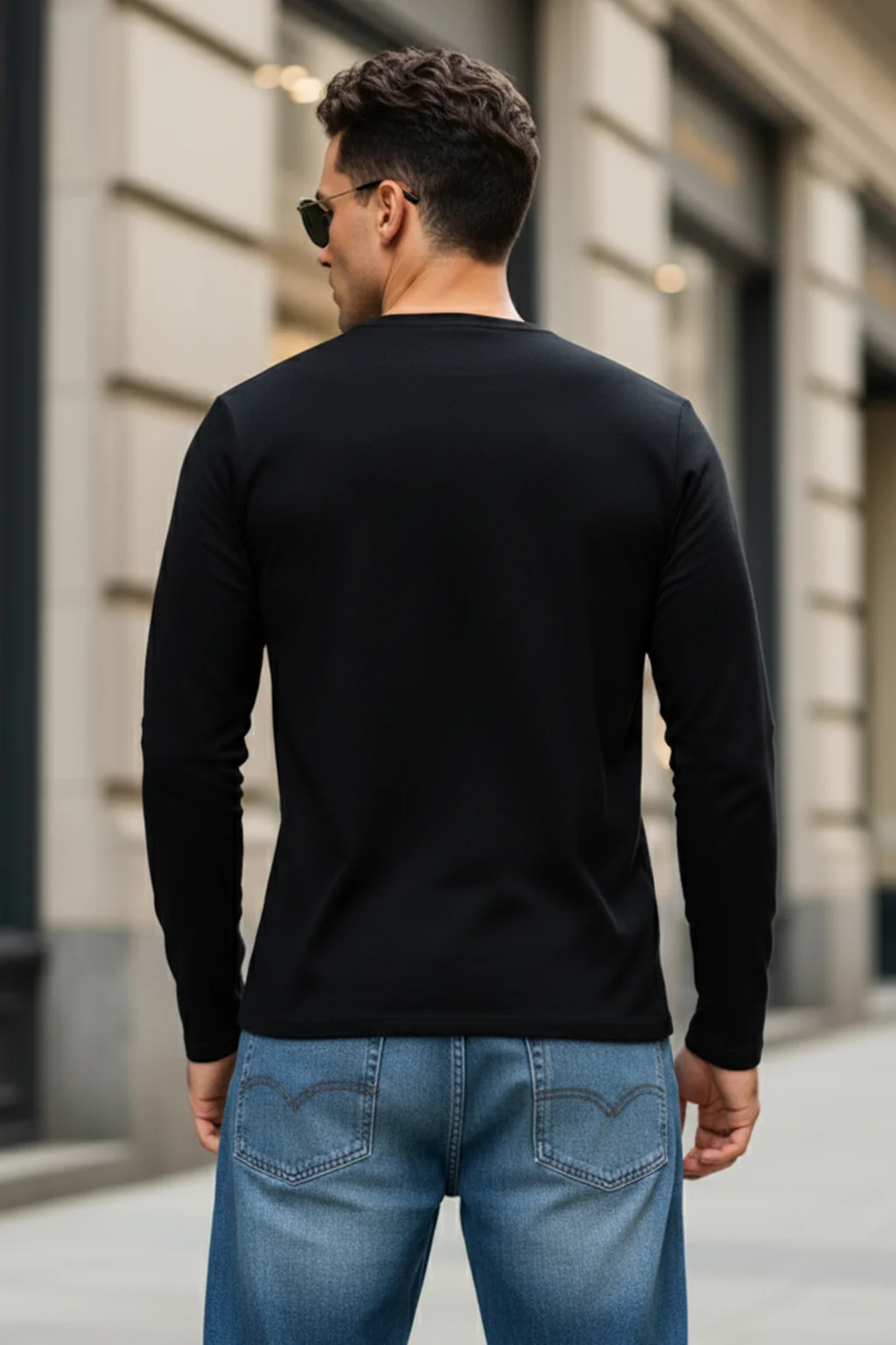 Henley Black Solid T-shirt - Image 3