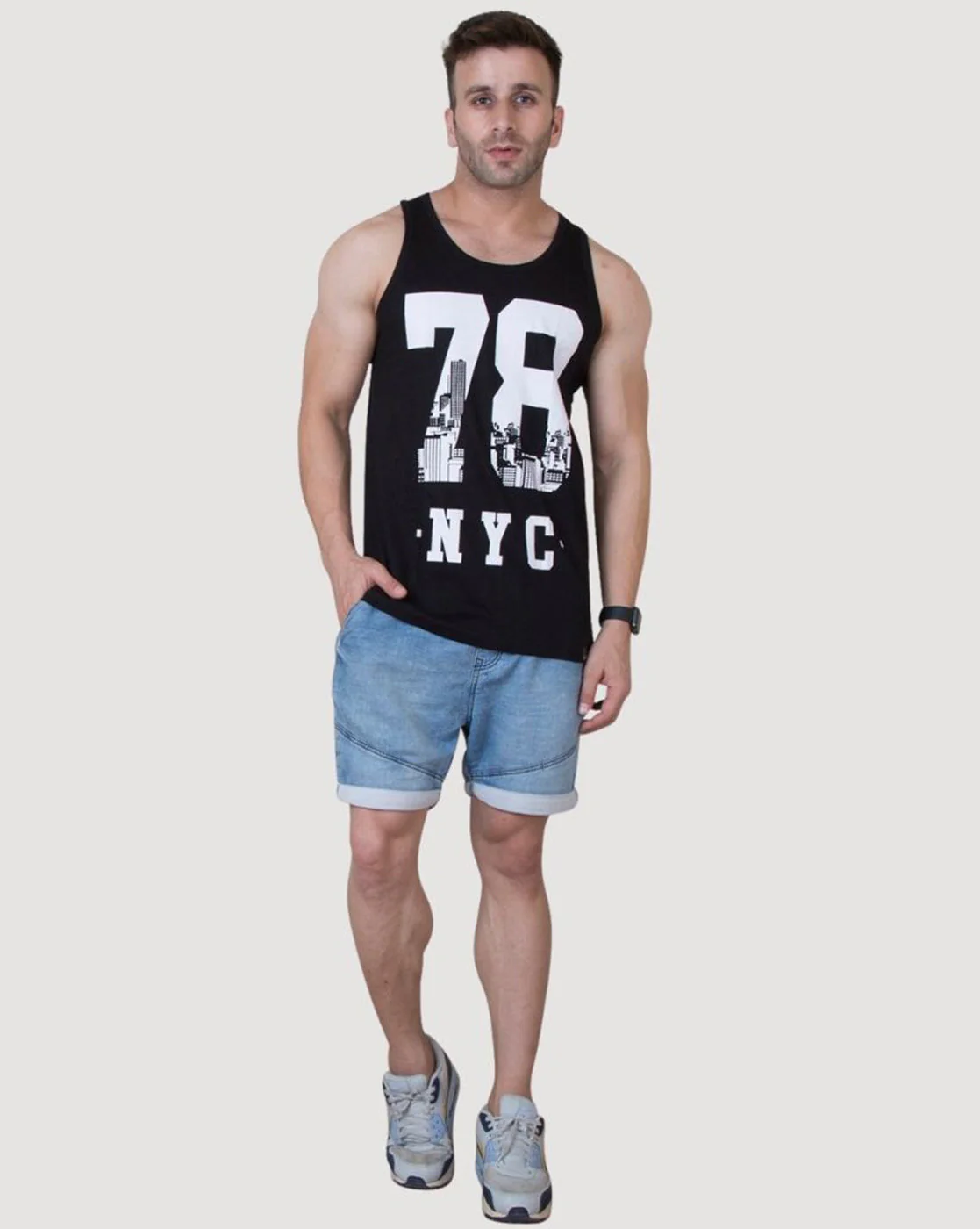 Black Newyork Printed Gym Vest - Image 3