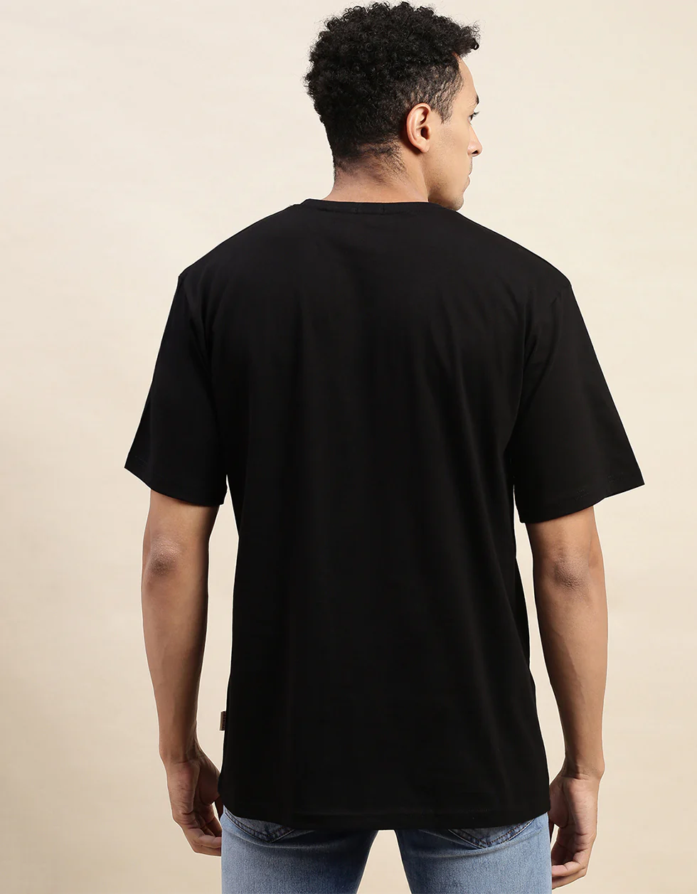 Punkster Black Oversized Front Graphic Printed T-shirt - Image 3
