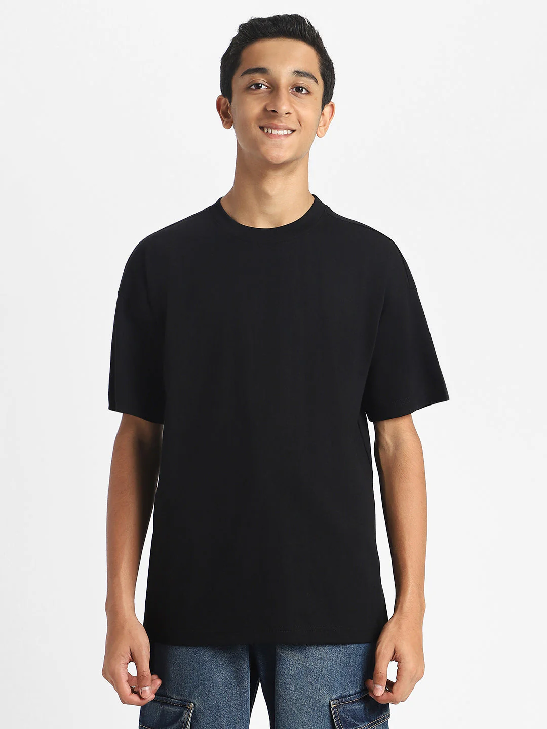 Black Oversized Plain Boys T-shirt - Image 2