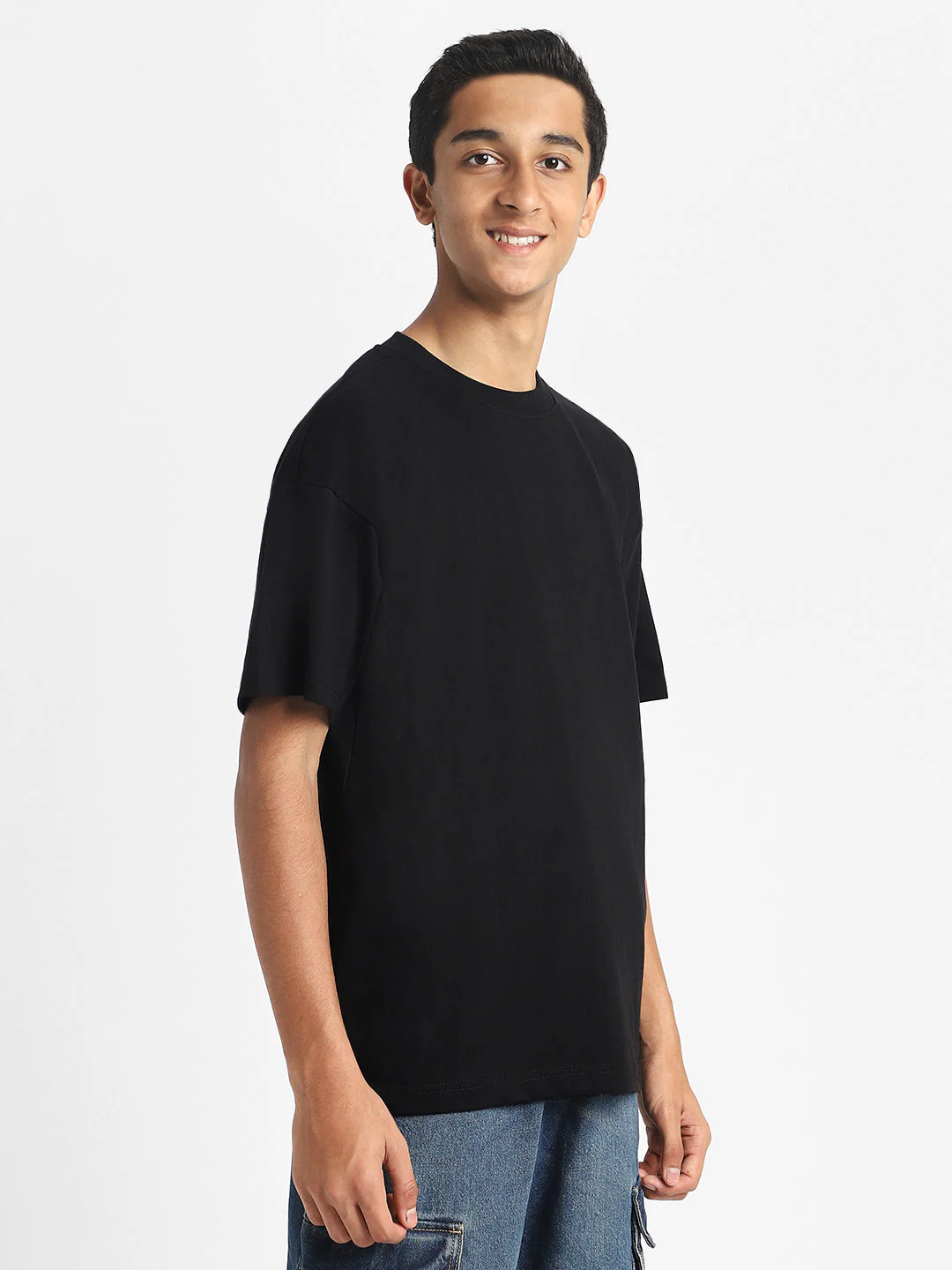 Black Oversized Plain Boys T-shirt - Image 3