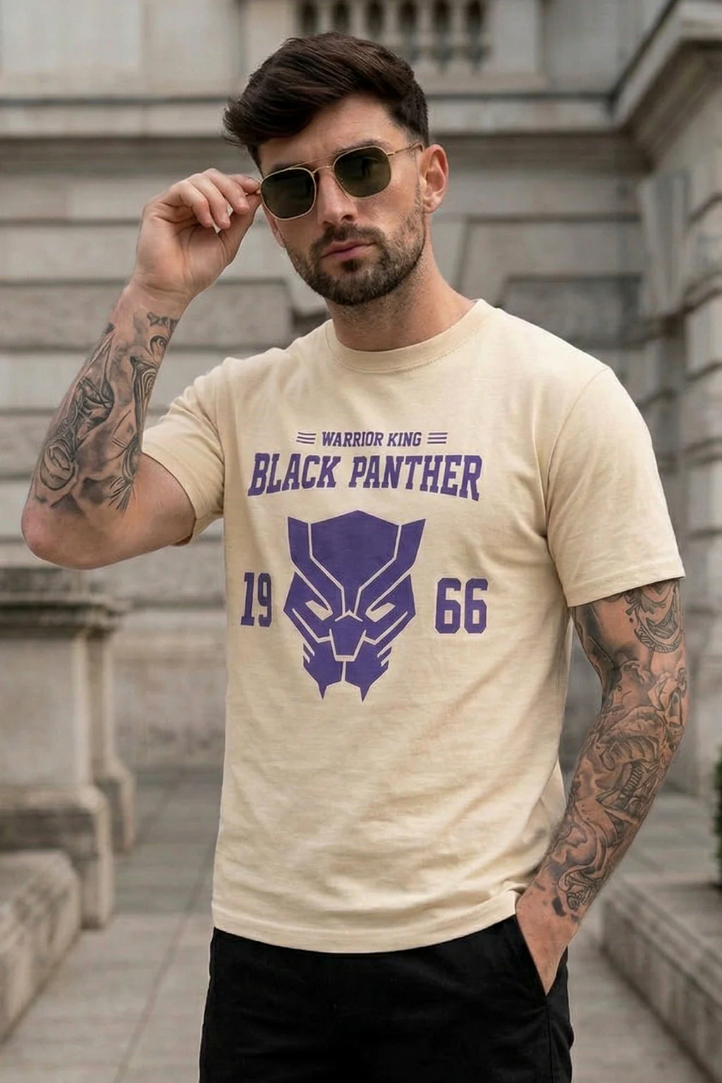 Black Panther Swanwhite Regular Fit Printed T-shirt - Image 4