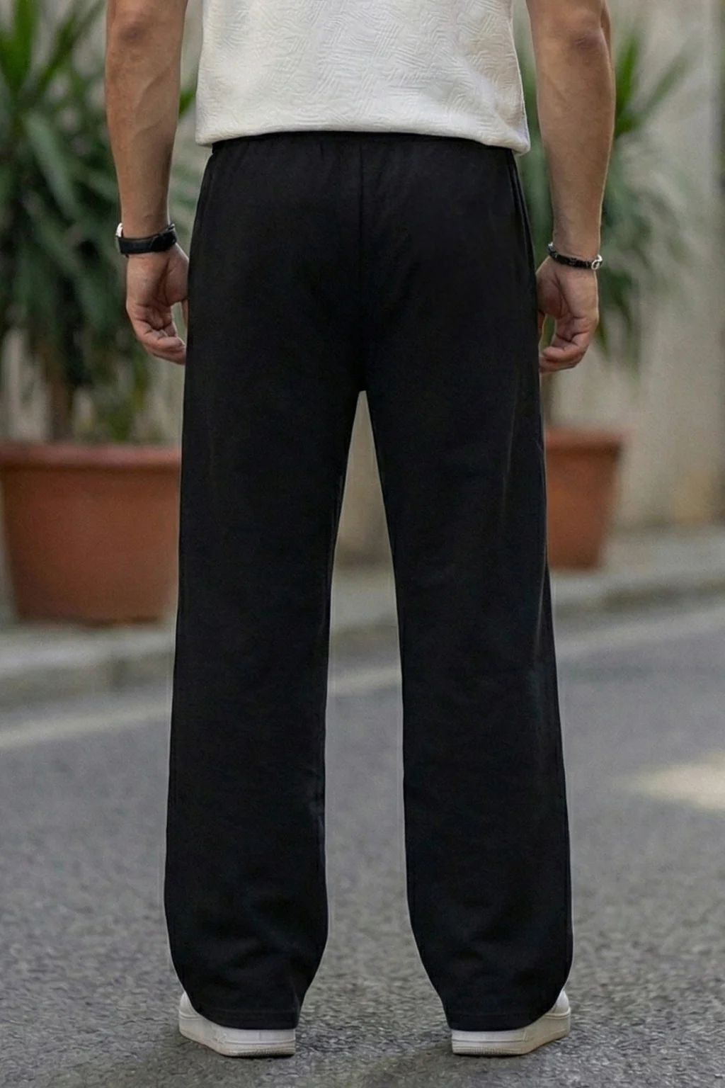 Black Plain Everyday Loose Fit Exclusive Knitted Cargo - Image 4