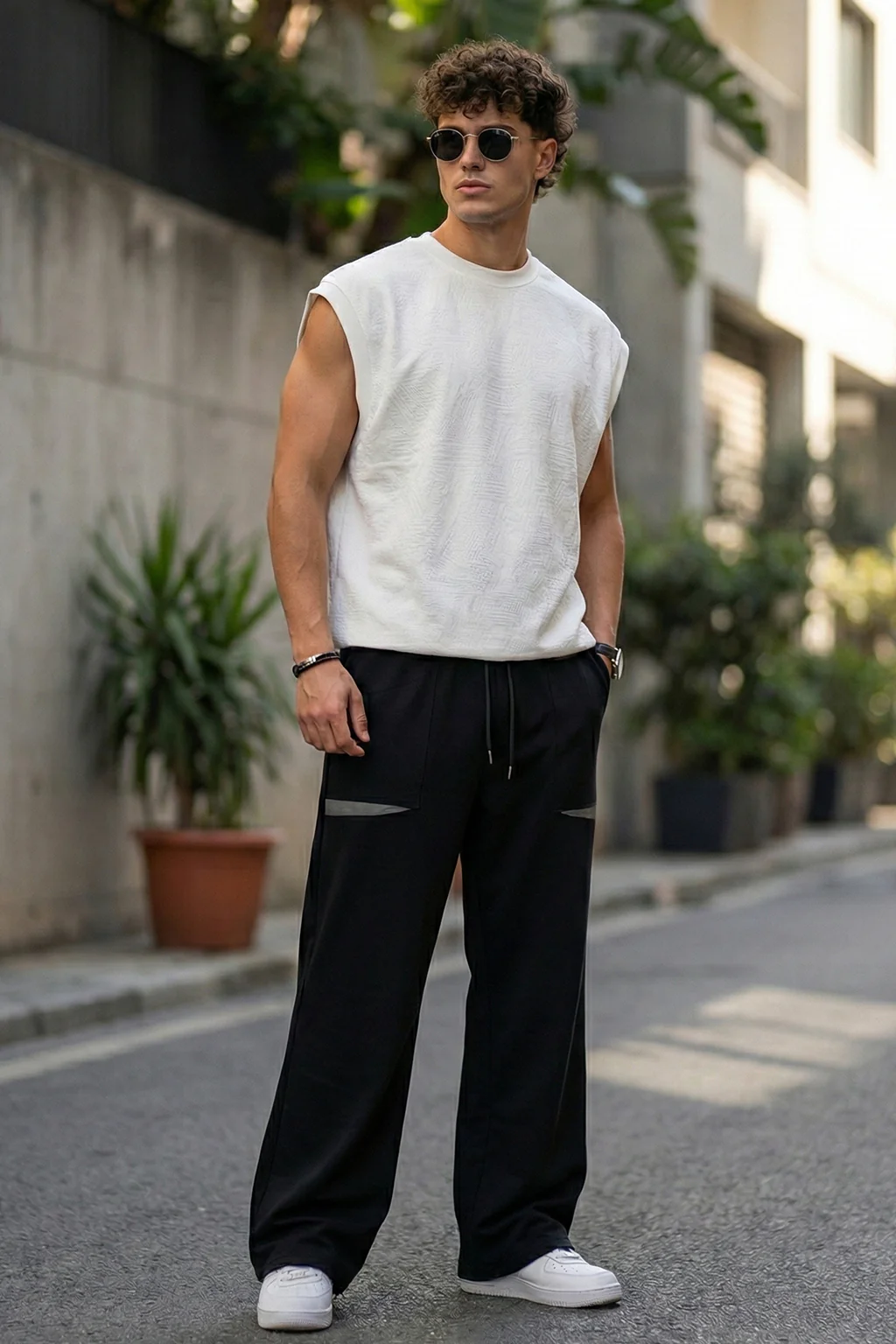 Black Plain Everyday Loose Fit Exclusive Knitted Cargo - Image 5