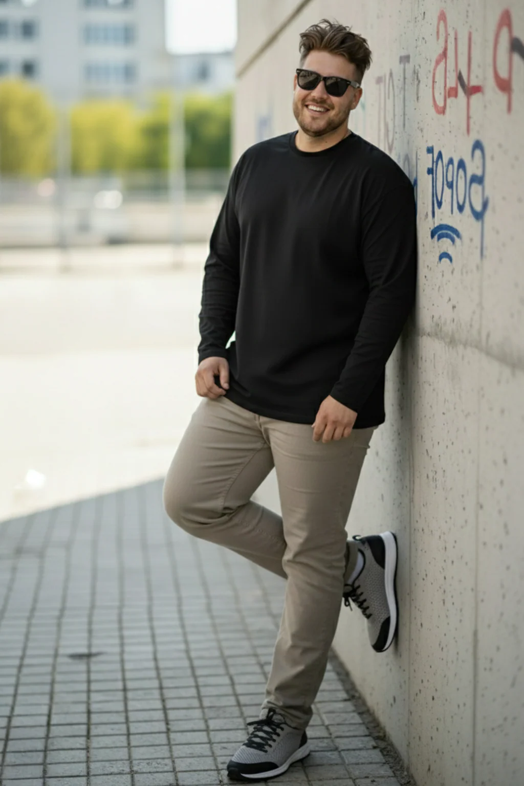 Black Plain Full Sleeve Plus Size T-shirt - Image 4