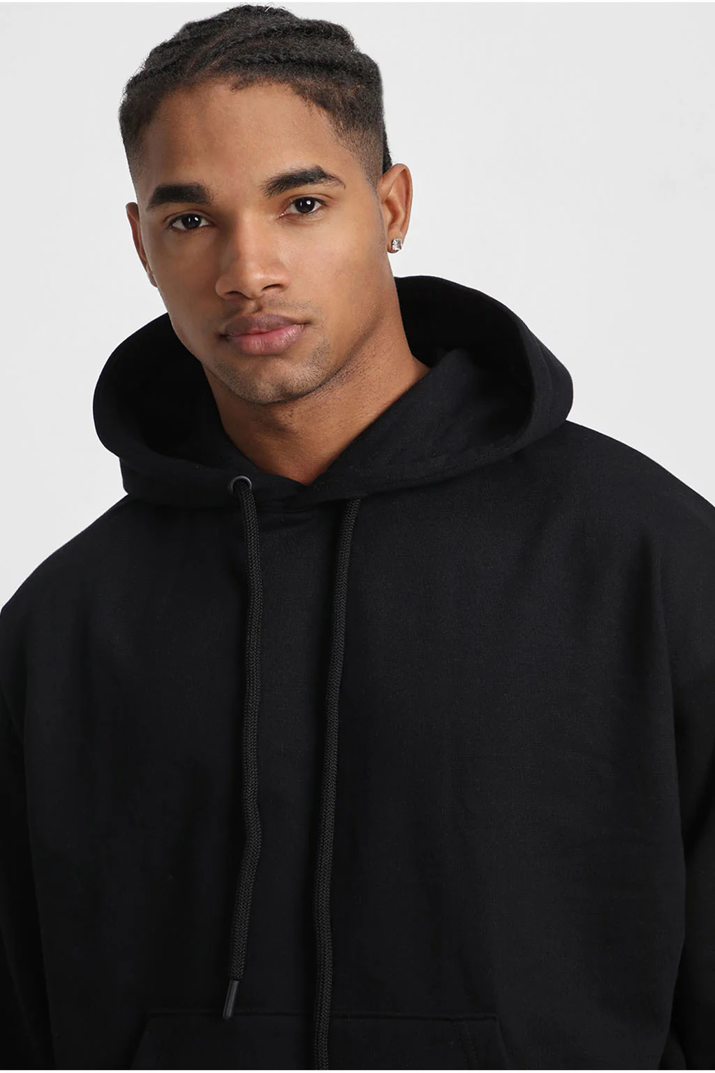 Black Plain Men's Winter Co-ord Set With Hoodie - Image 3