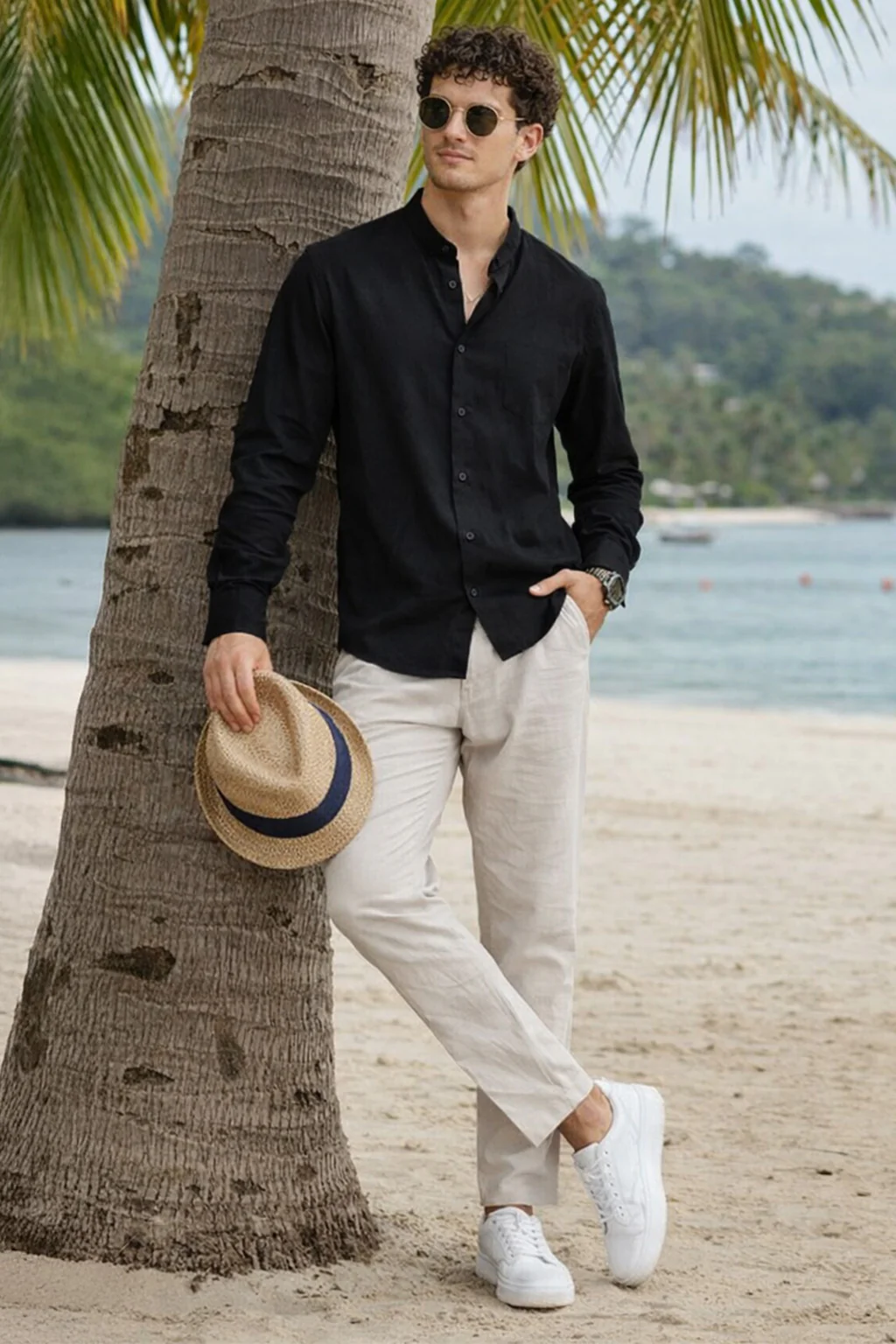 Black Plain Regular Fit Chinese Collar Full Sleeve Exclusive Shirt - Image 4