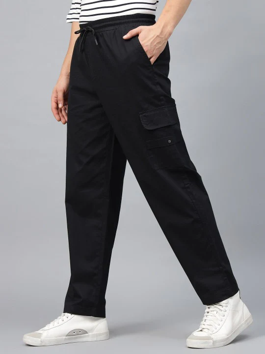 Black Pure Cotton Baggy Fit 4 Pocket Cargo - Image 3