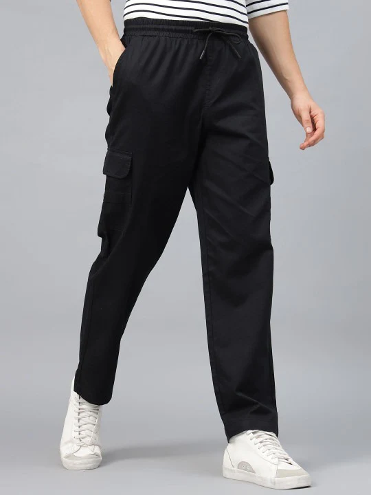 Black Pure Cotton Baggy Fit 4 Pocket Cargo - Image 6
