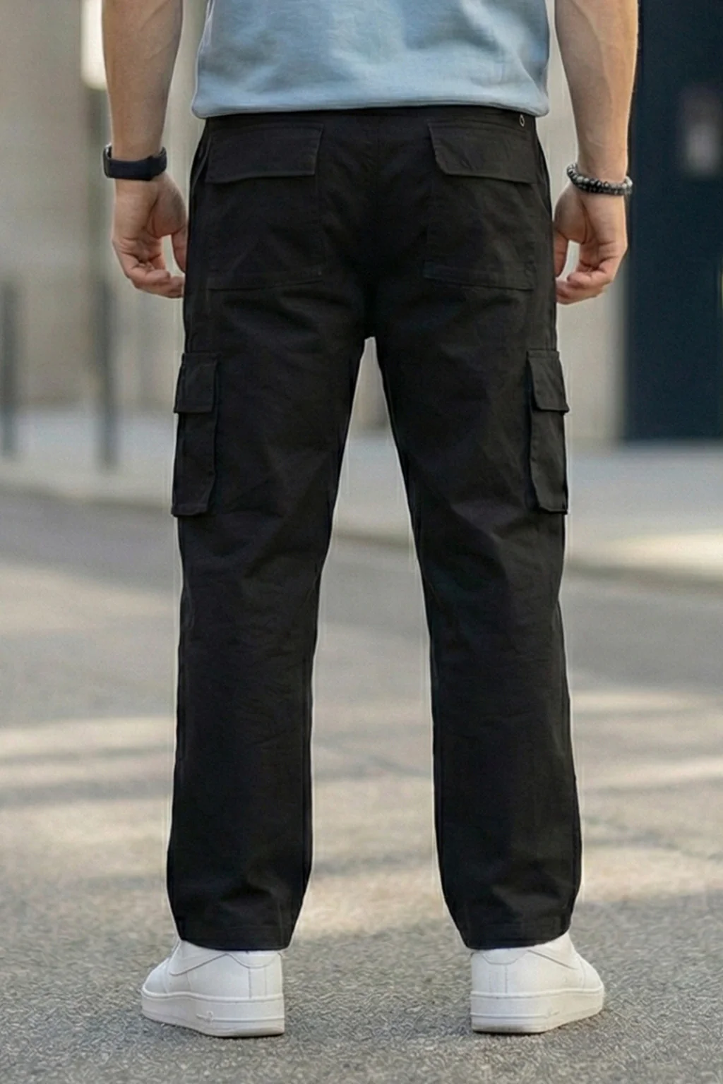 Black Pure Cotton Baggy Fit 6 Pocket Cargo - Image 4