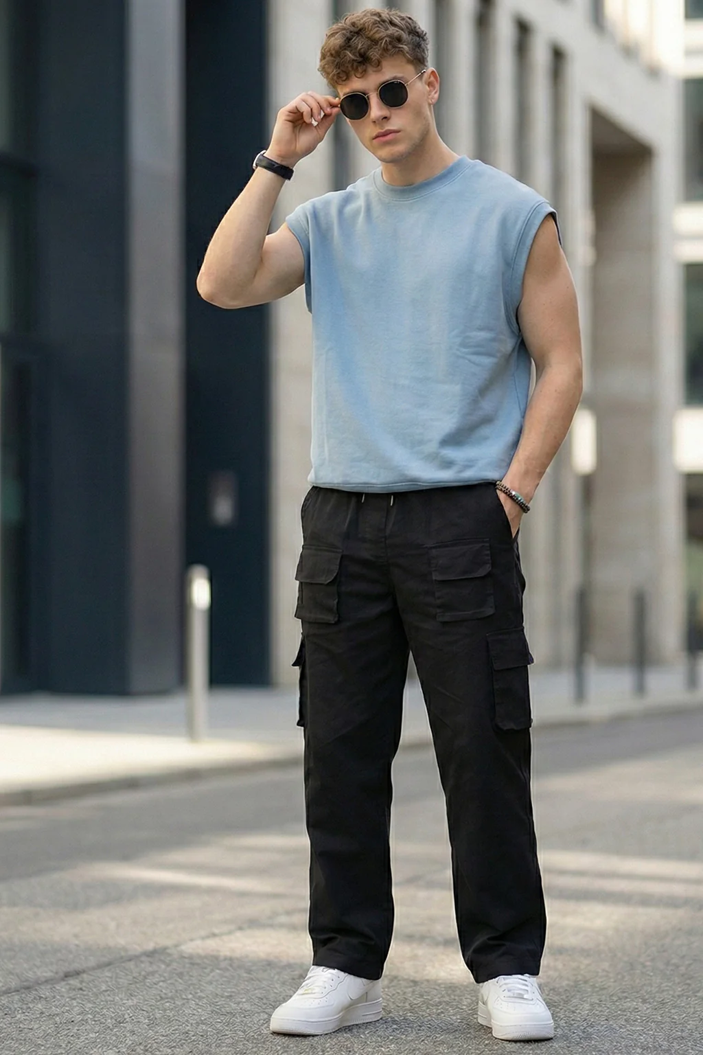 Black Pure Cotton Baggy Fit 6 Pocket Cargo - Image 5