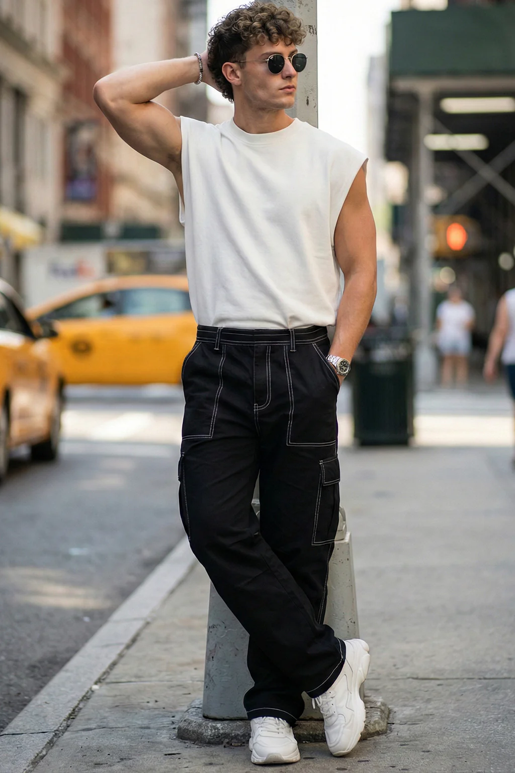 Black Pure Woven Straight Fit 5 Pocket Cargo - Image 4