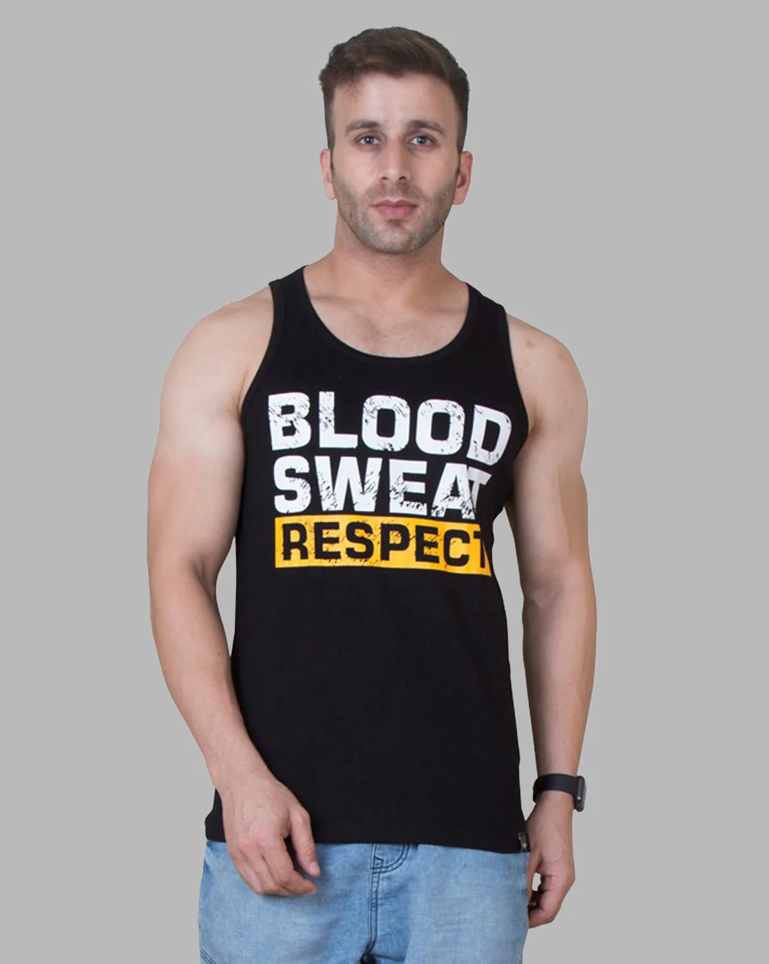 Black Sleeveless Vest with Motivational Print - Image 2