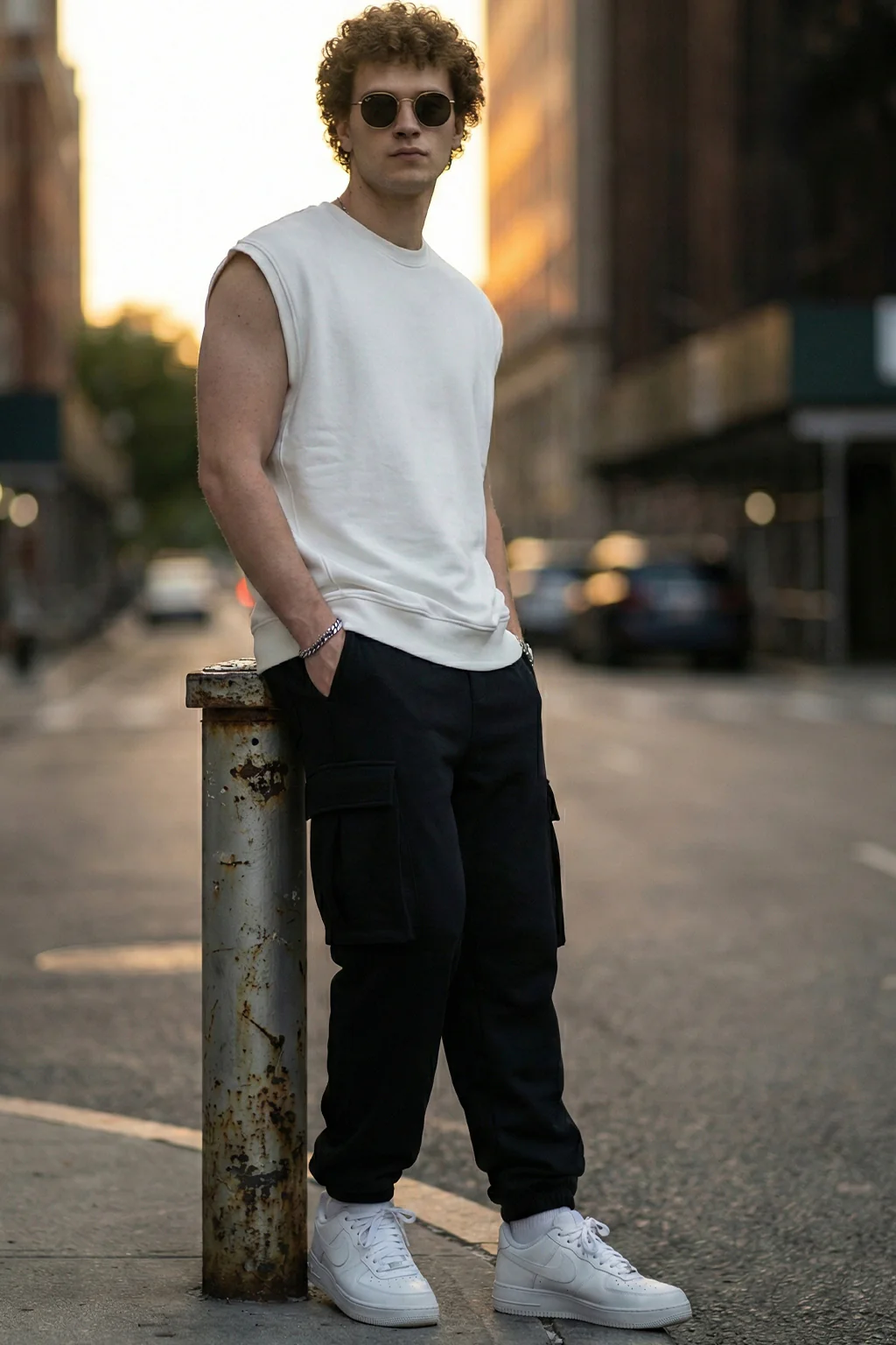 Black Solid Baggy Fit Cargo Joggers - Image 4