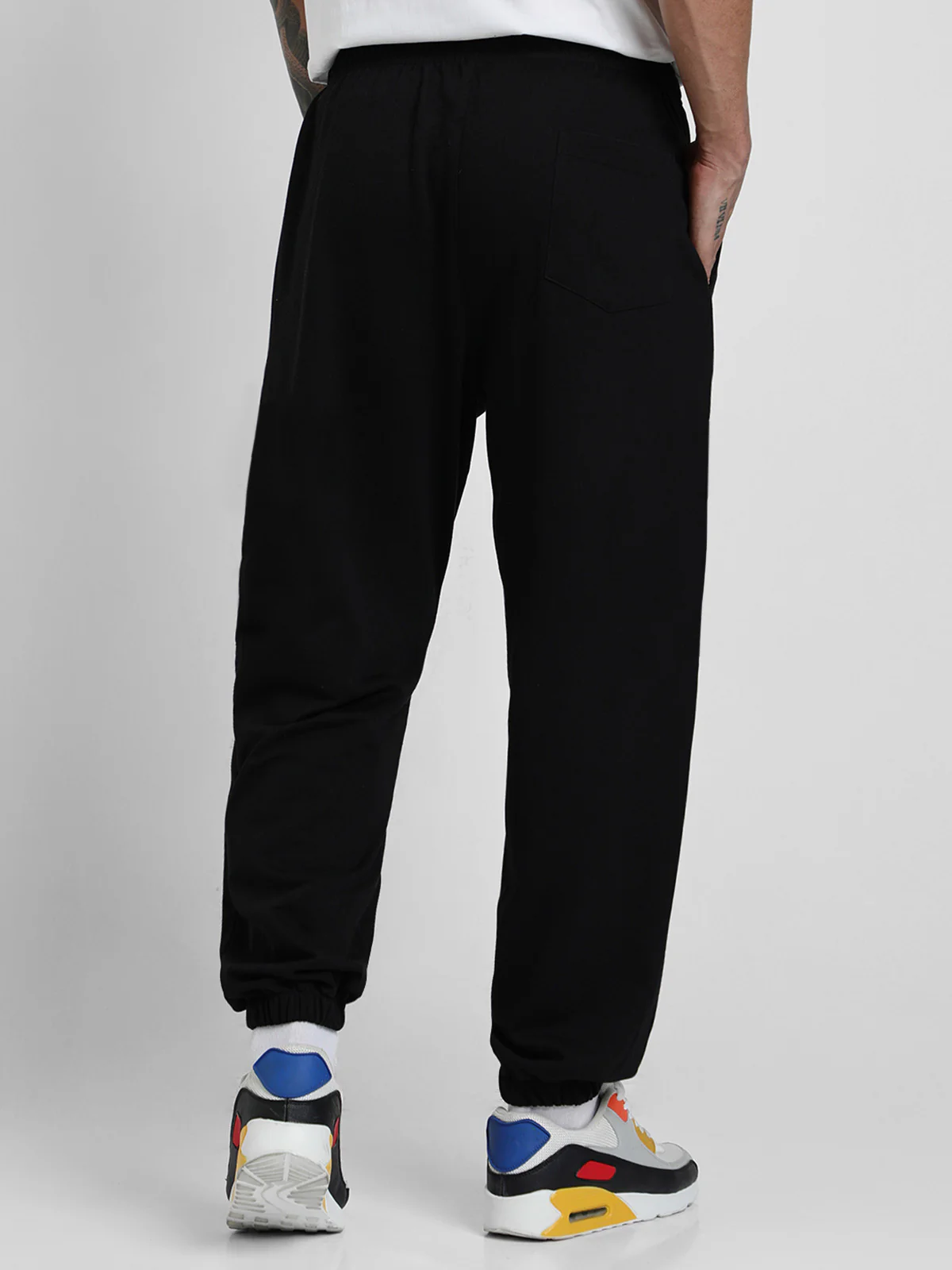 Black Solid Baggy Fit Joggers - Image 3