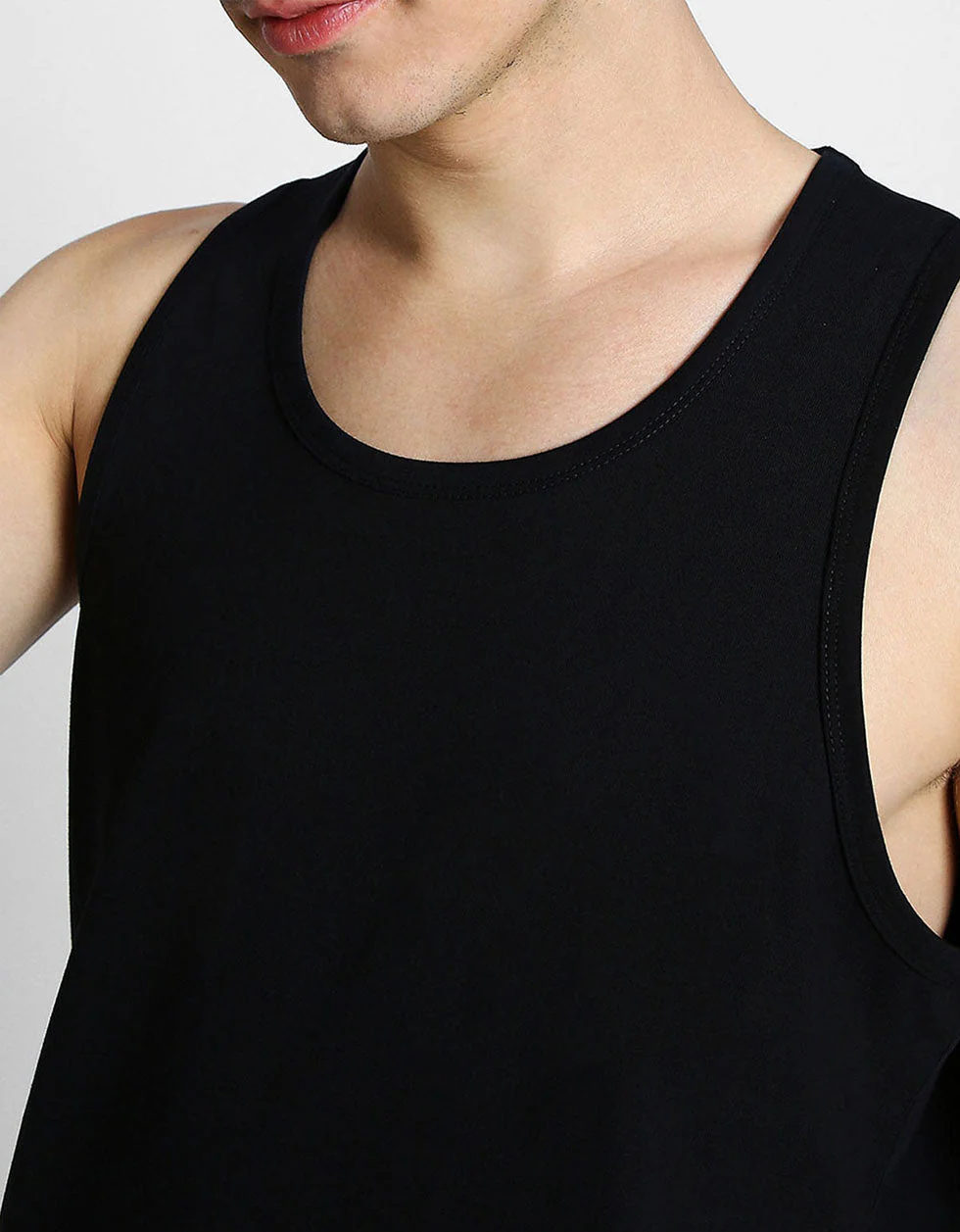 Black Solid Gym Vest - Image 5
