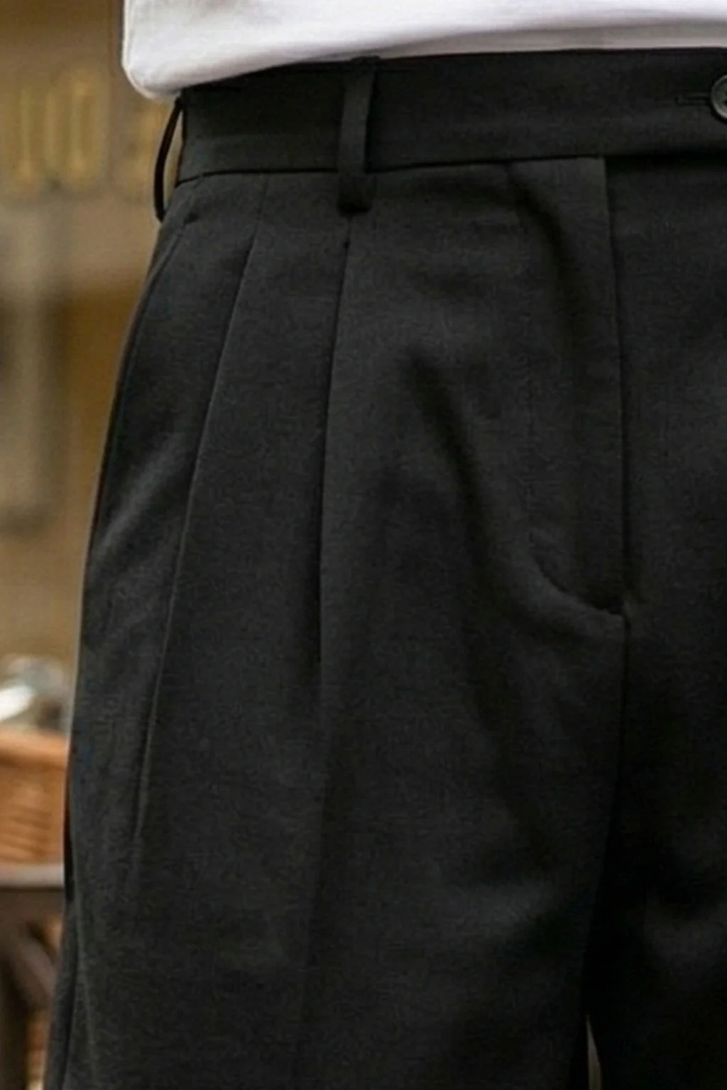 Black Tailored High-Waist Formal Wide-Leg Korean Pant - Image 2