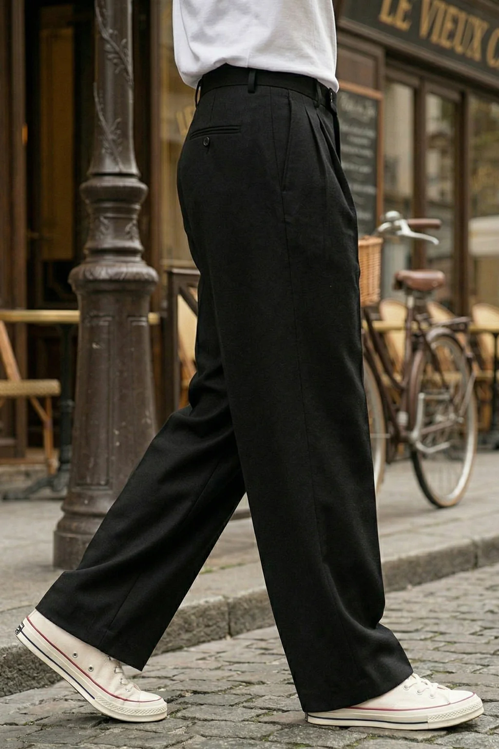 Black Tailored High-Waist Formal Wide-Leg Korean Pant - Image 3
