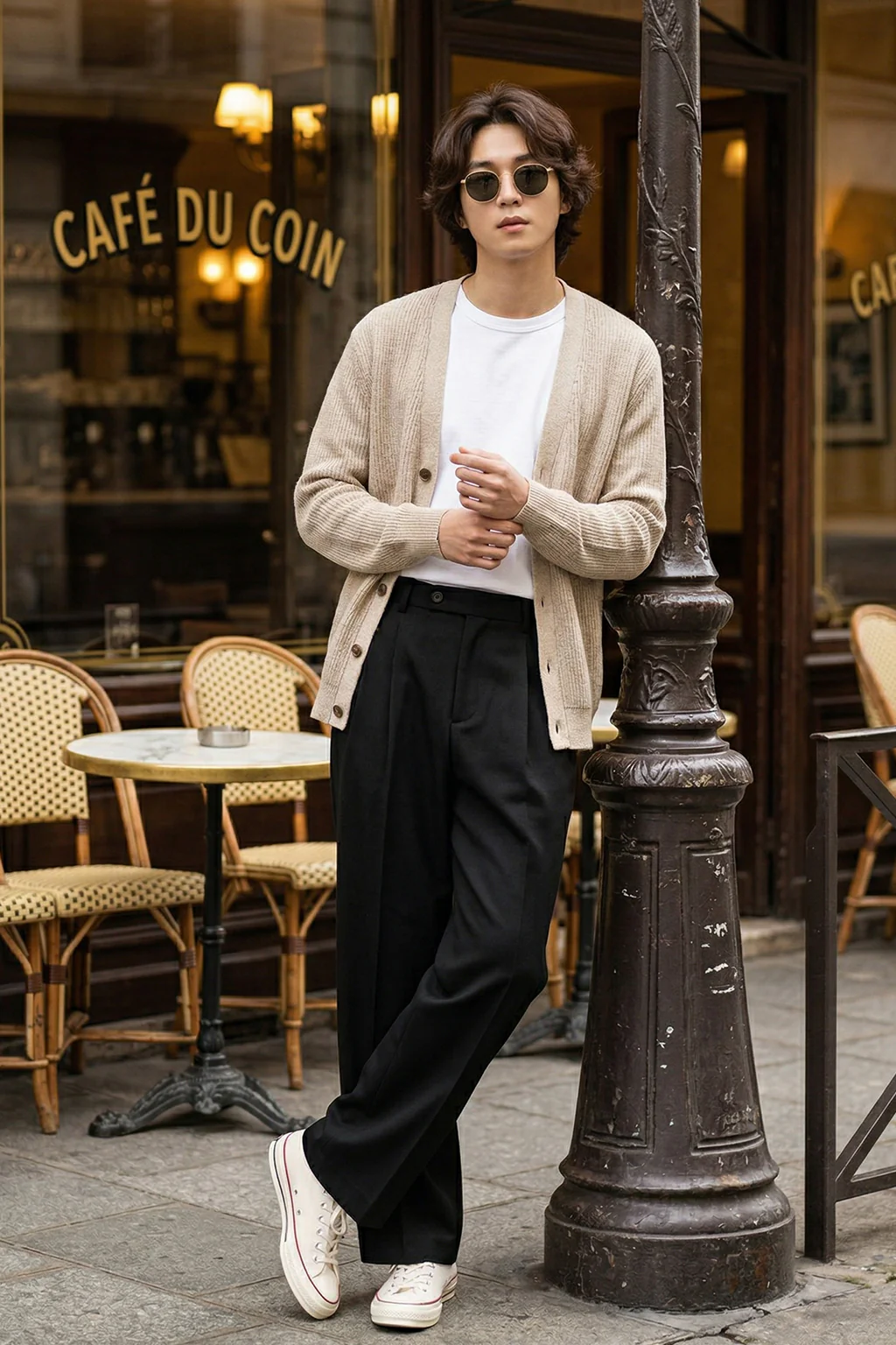 Black Tailored High-Waist Formal Wide-Leg Korean Pant - Image 5