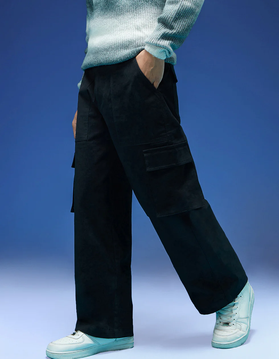 Black Flap Pocket Woven Exclusive Cargo Pant - Image 5