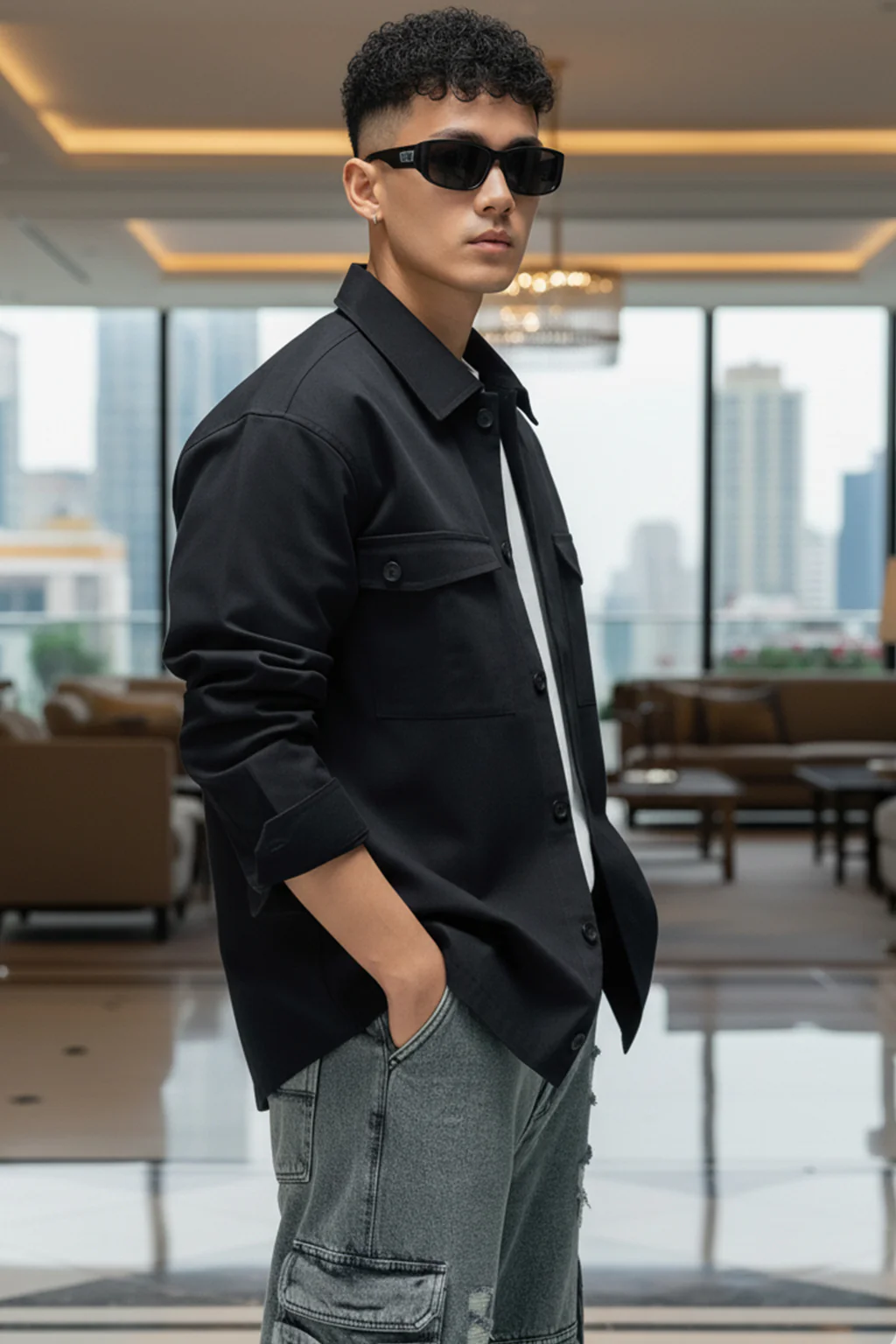 Black Veirdo Exclusive Premium Button Detail Exclusive Shacket - Image 4
