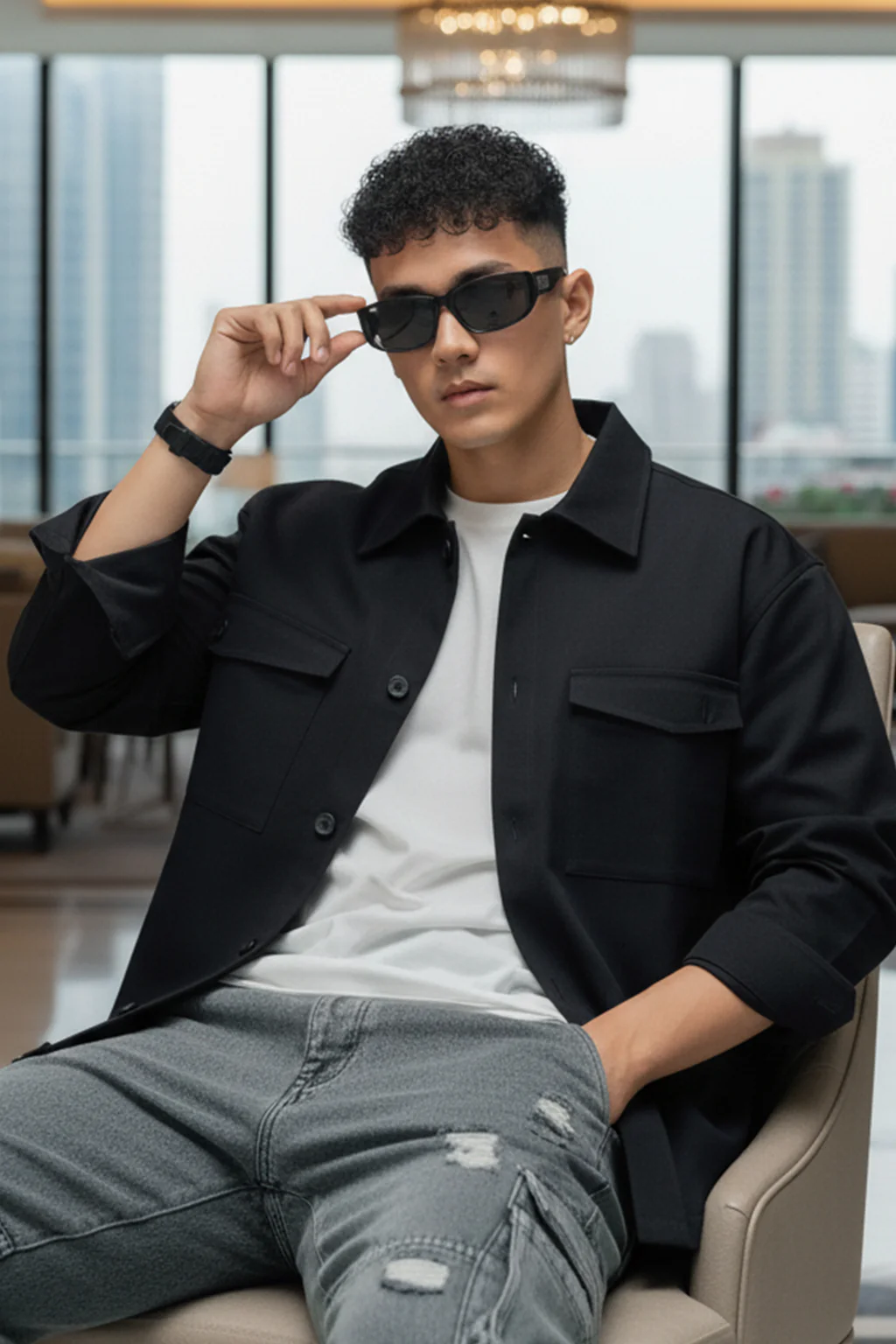 Black Veirdo Exclusive Premium Button Detail Exclusive Shacket - Image 6