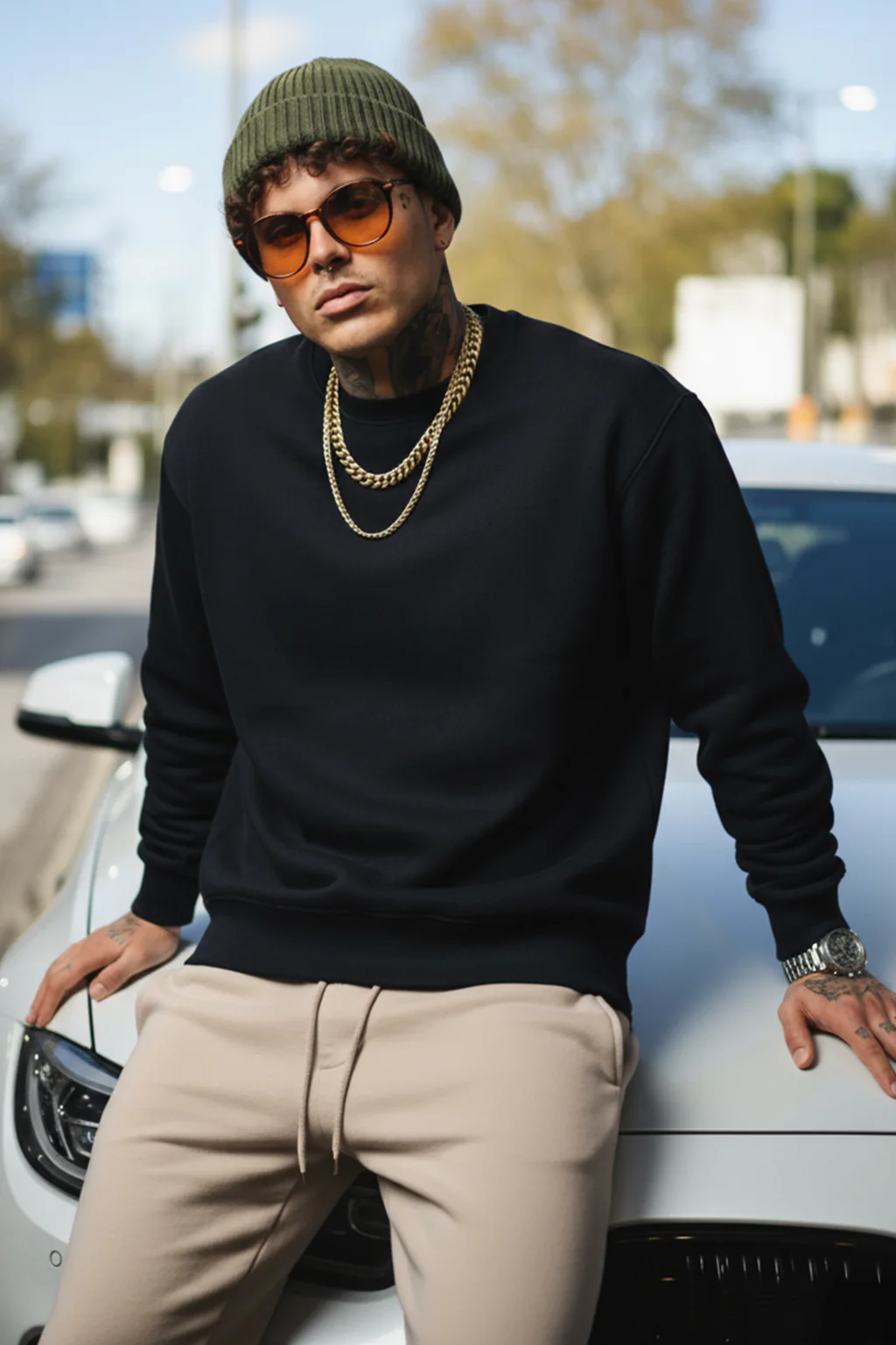 Black Plain Regular Fit Sweatshirt - Image 4