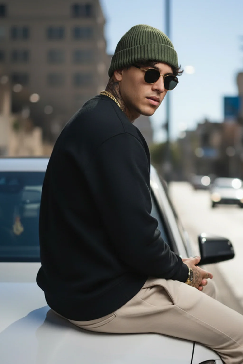 Black Plain Regular Fit Sweatshirt - Image 5