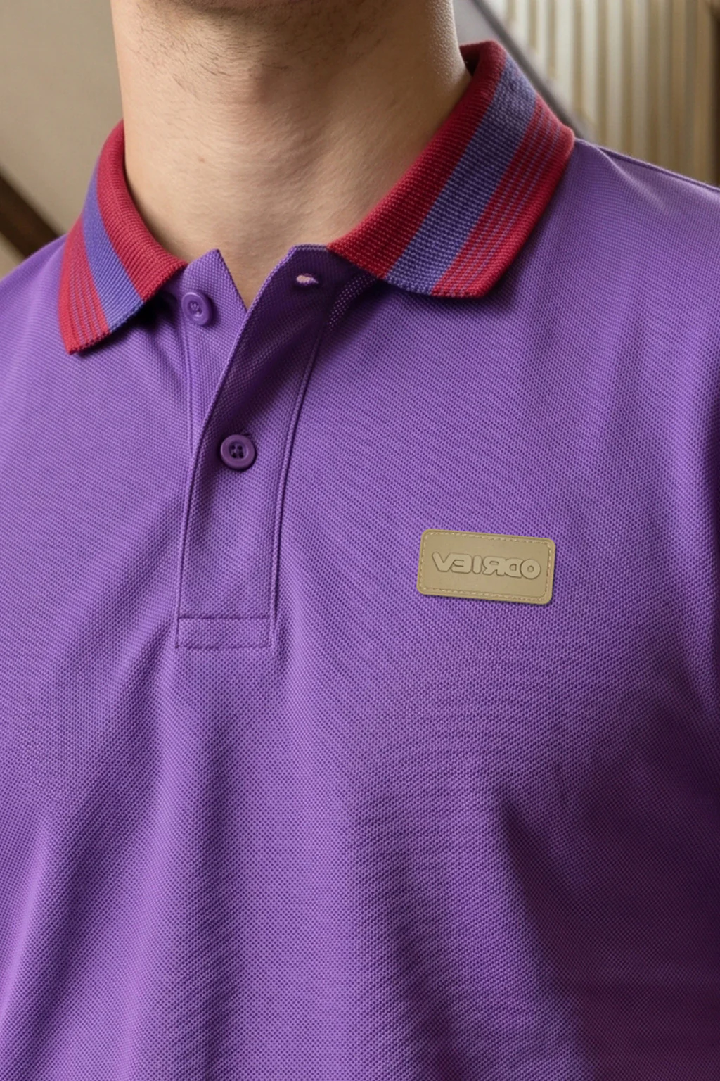 Blue Iris Contrast Collar Regular Fit Exclusive Pique Lycra Polo T-Shirt - Image 2