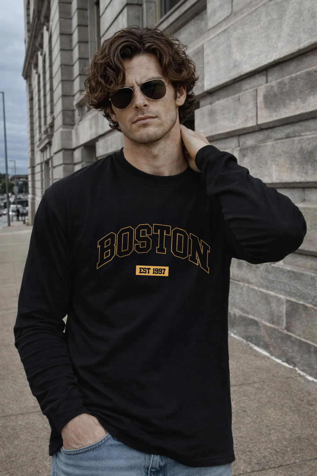 Boston Black Full Sleeves Regular Fit Printed T-shirt - Image 4