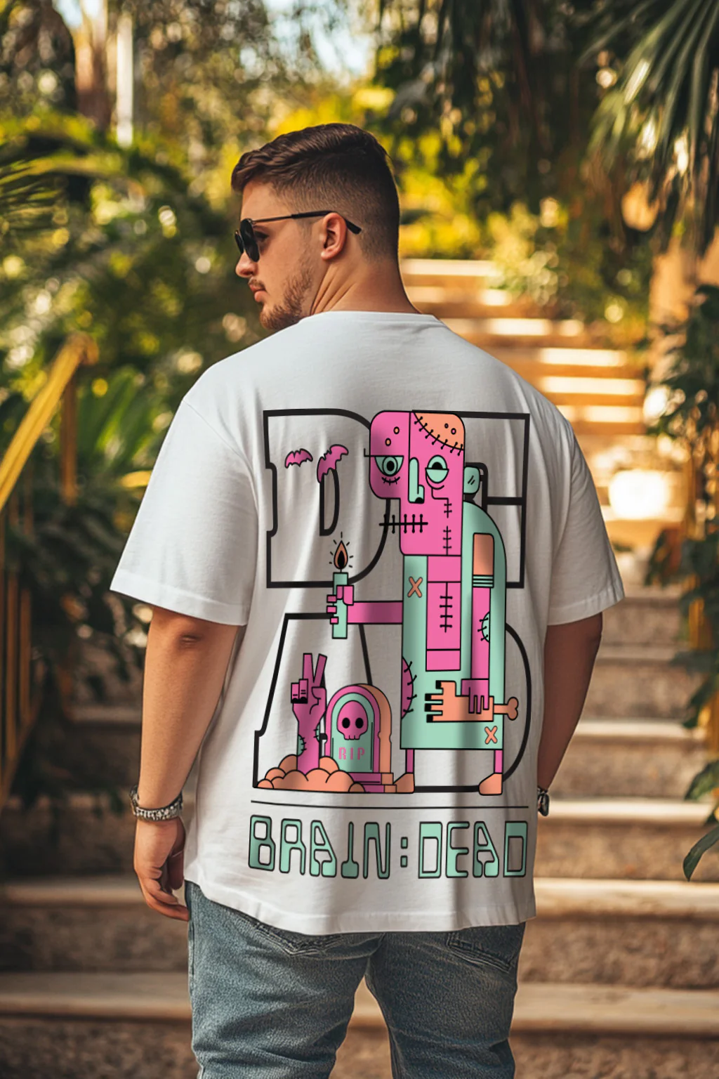 Brain Dead Graphic Printed Plus Size T-shirt