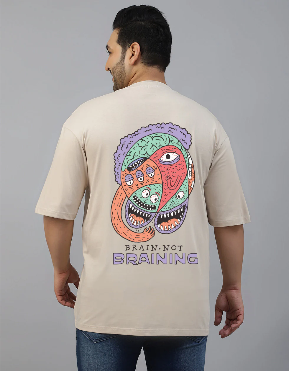 Brain is Not Braining Graphic Printed Plus Size T-shirt - Image 2