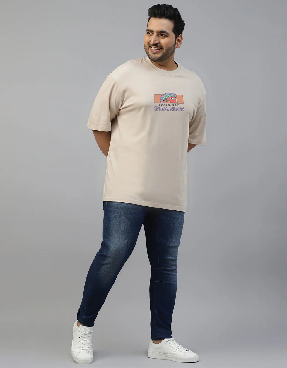 Brain is Not Braining Graphic Printed Plus Size T-shirt - Image 4