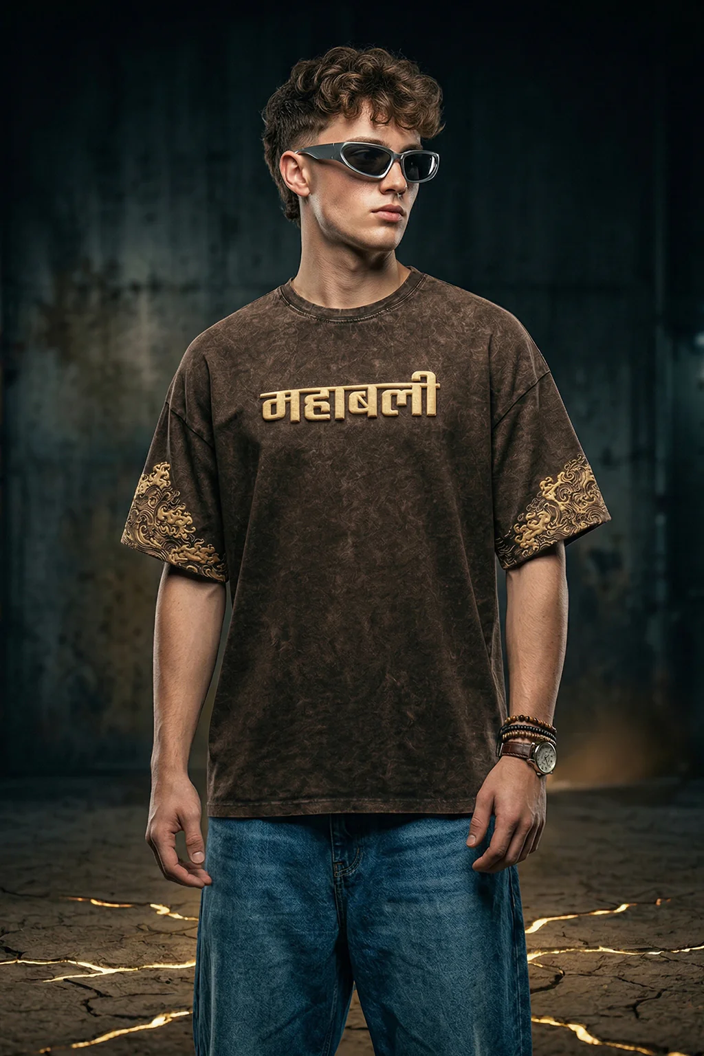 महाबली Brown Acid Washed Puff Printed Exclusive T-shirt Epic Collection - Image 7