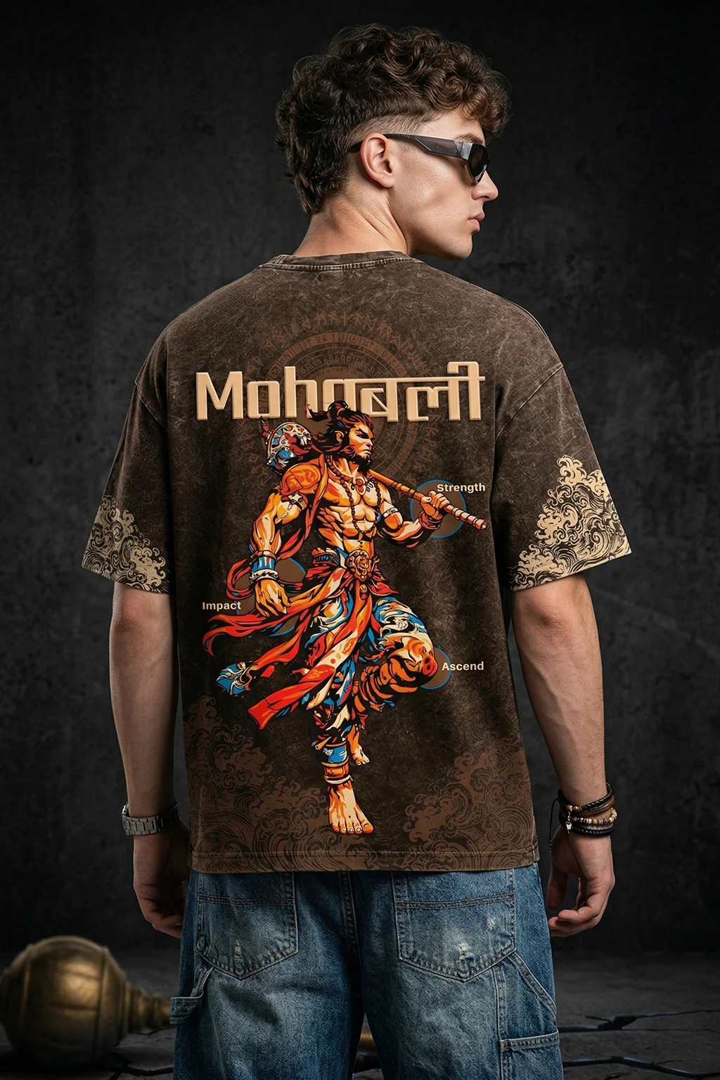 महाबली Brown Acid Washed Puff Printed Exclusive T-shirt Epic Collection - Image 8