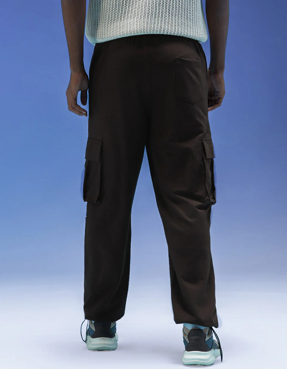 Brown and White Side Stripe Knitted Cargo - Image 3