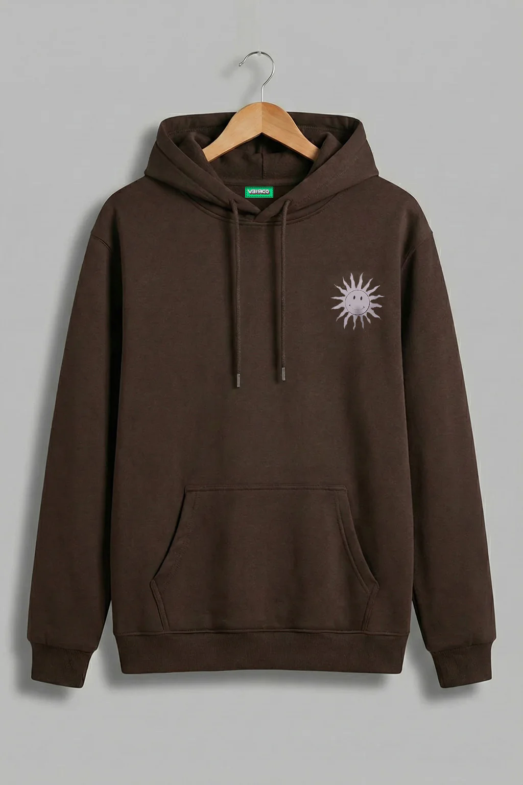 Brandy Bliss: Chic Brown Sun Men's Regular Fit Hoodie - Image 2