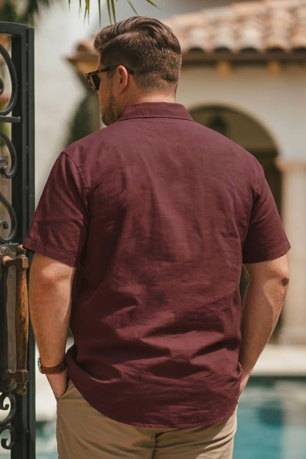 Brown Plus Size Half Sleeve Dual Pocket Utility Exclusive Shirt - Image 4