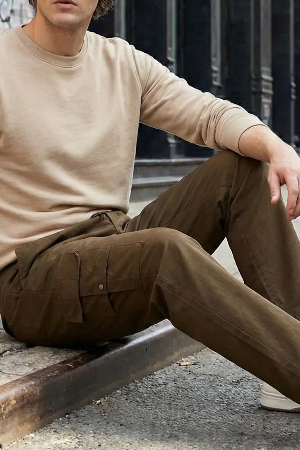 Brown Pure Cotton Baggy Fit 4 Pocket Cargo - Image 3